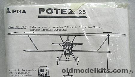 Alpha 1/72 Potez 25 plastic model kit